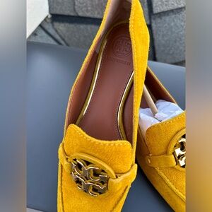 New Tory Burch Metal Miller 15mm Loafer Nat suede Gold Finch